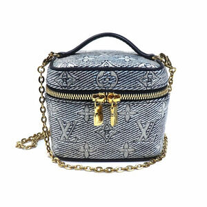 LOUIS VUITTON Monogram Laminated Jacquard Vanity Shoulder Bag Navy Blue